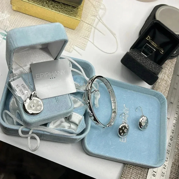 🌟 Epiphany & Diamonique Matching Necklace, Bracelet, Earring - QVC Early 2000's - Picture 9 of 17